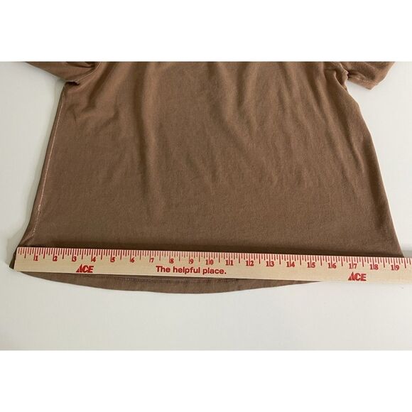 SKIMS Plus Size 2X T Shirt Scoop Neck Long Sleeve Crop Brown Cotton Spandex - Picture 8 of 9